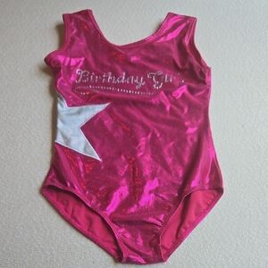 Pink Birthday Girl Leotard with Star Child Large